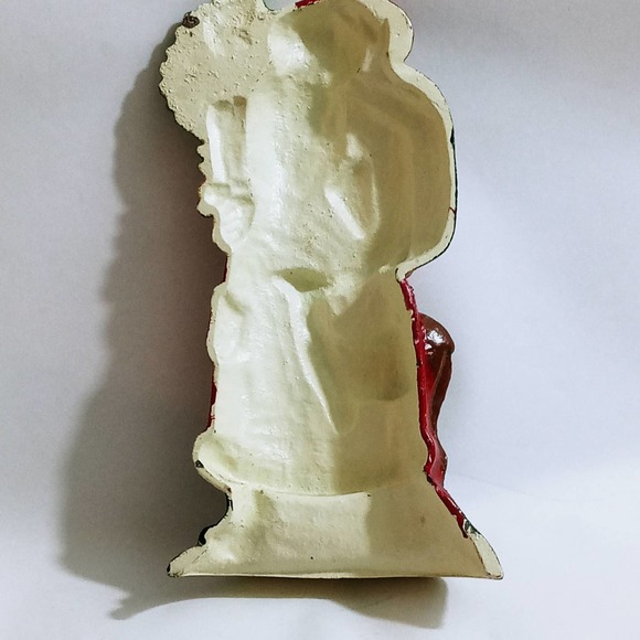 Vintage Father Christmas Cast Iron Doorstop Deer St Nick Santa Clause (hsu) - Picture 4 of 5